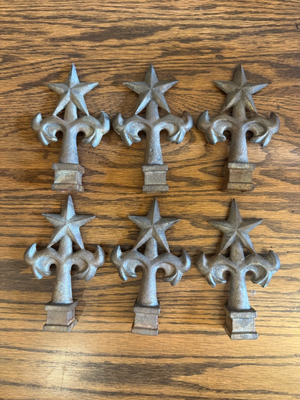 Cast Iron Star Fence Post Topper Finial Fleur De Lis Architectural Salvage 5”